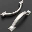 Amerdeco 10 Pack Brushed Satin Nickel Cabinet Pulls 3 Inch(76mm) Hole Centers, Handles for Kitchen Cabinet Hardware, Arch Cabinet Handles for Bathroom Dresser Drawer Handles ZH0016