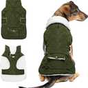 Dog Winter Coat - Windproof Fleece Warm Thick Dog Jacket Clothes for Cold Weather - Green Pet Vest Coat Outfits for Small Medium Large Dogs - Indoor & Outdoor Use (S-XXL)