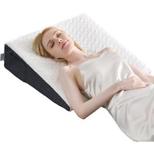 Cosmoluxe 7.5" Bed Wedge Pillow with Cooling Memory Foam Top, Triangle Pillow for Acid Reflux, Heartburn, Snoring, and GERD Relief, Headboard Wedge to Reduce Neck and Back Pain
