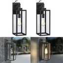 2 Pack Large Size Outdoor Wall Lights Dusk to Dawn, 18 Inch Wall Lantern Set for Two Photocell Wall Sconce for Porch Light, Exterior Garage Light, Patio Outdoor Lighting with Sensor