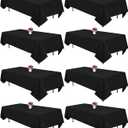 8 Packs Black Tablecloths 60x126 Inch Rectangular Table Cloths for 8 Foot Rectangle Tables, Wrinkle Resistant Washable Polyester Fabric Tablecloth for Dining Wedding Buffet Party Banquet