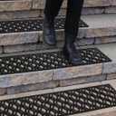 Rubber Stair Treads Non-Slip Outdoor 35”x10” (5-Pack) – Hexagon Anti-Slip Step Mat
