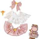 Cute Clothes for Labubu Have a Seat and Standing Doll Clothes Set Accessories Outfits No Doll (Pink Dress), Pack 2