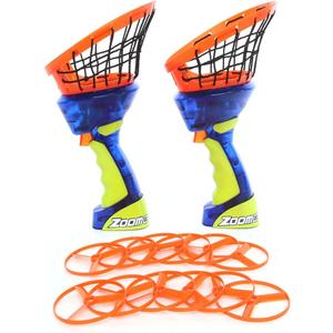 Zoom-O Flying Disc Launcher | Flying Spinner | Catch and Shoot Flying Disc Up to 100 Feet in Air | Fun Outdoor Games for Kids | 2-Pack