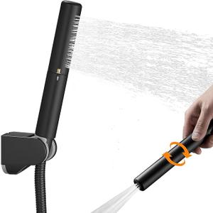 Black Brass 2 In 1 Function Handheld Shower Head Set High Pressure 7 Inch Shower Head High Flow Hand Shower Wand with 59 Inch Hose, Bracket, Matte Black Finish