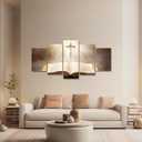CXHOSTENT Jesus Canvas Wall Art 5 Piece Holy Bible and Cross Pictures Prints God Poster Christian Spiritual Paintings for Office Prayer Room Decor (Jesus-1, 16"x24"x2, 16"x32"x2, 16"x40"x1)