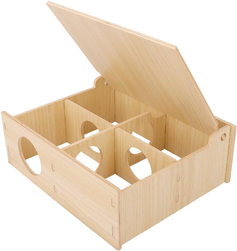 Hamster and Mouse Wooden Tunnel Cage Secret Peep Shed and Explore Hideout Flip Cover Design Hamster Play Tunnel