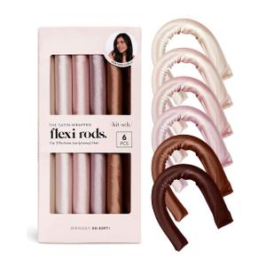Kitsch Satin Heatless Curling Rod - Heatless Hair Curler for Overnight Curls, Soft Hair Curlers to Sleep In, Heatless Curlers for Women, No Heat Curls for Short Hair & Long Hair, 6pcs - Rosewood (6 Count (Pack of 1))