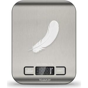 Tcsxady Food Scale, 11lb Digital Kitchen Scale with 6 Units LCD Display and Tare Function,Compact Design for Baking,Healthy Cooking,Meal Prep, 304 Stainless Steel