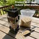 Squirrel Proof Bird Feeders for Outdoors Hanging, Metal Wild Bird Feeder with 4 Feeding Ports | 2.5 LB Capacity, Weather-Resistant for Year-Round Use,Dark Grey