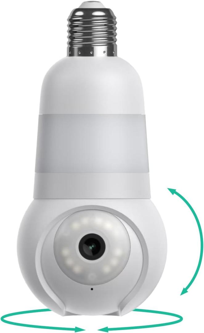 Luna Light Bulb Security Cameras Wireless Outdoor Indoor, 360 Pan Tilt, Color Night Vision, LED Bulb & Spotlight, 2.4GHz Wi-Fi 6, Porch Light Cameras for Home Security (2026 Upgrade Version)