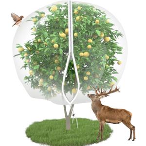 10'x10' Large Fruit Tree Netting Cover for Squirrels and Birds with Zipper, Fruit Tree Covers to Protect Fruit from for Fruit Trees (White)