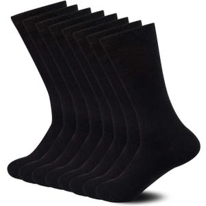 Sock Amazing Unisex Bamboo Rayon Socks Super Soft Black Crew Socks Pack of 8 (9-11)