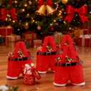 XINZHIDA 6PCS Christmas Gift Bags Candy Bags Santa Pants Style Lovely Treat Bags with Handle for Xmas Wedding New Year Holiday Decor
