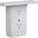 Socket Wall Shelf-CFMASTER 10 Port Surge Protector Wall Outlet, 8 Electrical Outlet Extenders and 2 USB Ports 2.4A, with Removable Built-In Shelf, FCC Listed (1, Gray) (Grey)
