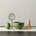 Matcha Whisk Set, Matcha Set with Ceramic Matcha Bowl, Bamboo Whisk & Holder, Sifter, Tea Scoop (Matcha Green)