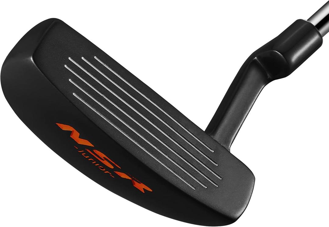 PGM Kids Junior Youth Putter Golf Club Right Handed with Alignment Line | Age 3-15 Soft Grip Stainless Steel Mallet Putter with Enhanced Control and High Forgiveness 27in