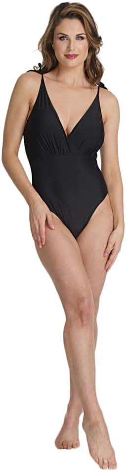 Women's Standard Shoulder Tie Wrap One Piece (Large, Black)