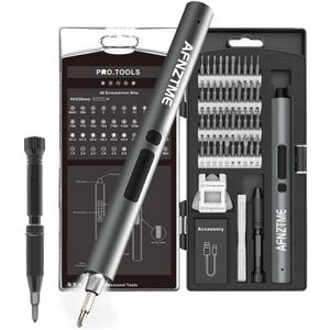 50-in-1 Mini Electric Precision Screwdriver Set, 3.7V Battery Powered Mini Electric Screwdriver Set, Metallic Handle and LED Lights Rechargeable Cordless Small Electric Screwdriver Set