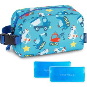 Choco Mocha Snack Bag for Kids Small Cooler Bags Insulated & Freezable Snack Bag For School Toddler Snacks Bag, Car Blue