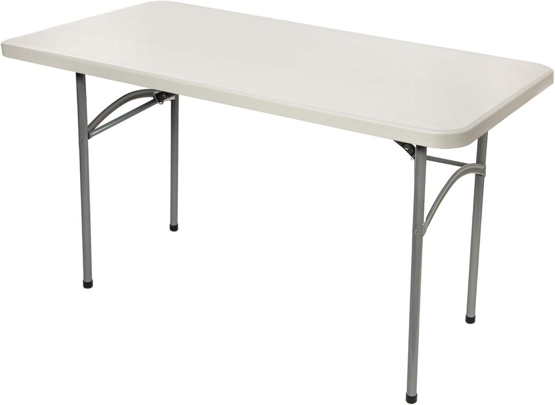 OEF Furnishings OEFBT2448 Utility Series Heavy-Duty Premium Commercial-Grade Indoor/Outdoor Folding Table (24 x 48 in, Rectangular, Speckled Gray Top/Gray Frame)