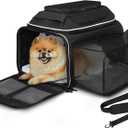 Petskd Top and Side Expandable Pet Carrier 17x11x9.5 Inches Alaska Airline Approved, Soft-Sided Carrier for Small Cats and Dogs with Locking Safety Zippers and Anti-Scratch Mesh(Black)