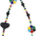 Phone Charm with Beaded Crystals, Universal Phone Strap, Handmade phone charms strap for Women Girls (Black Heart)