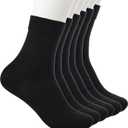 Cotton Mid Calf Crew Socks For Unisex,Soft Breathable Dress Socks For Business, Trouser, Casual 6 Pairs(Black 7-11)
