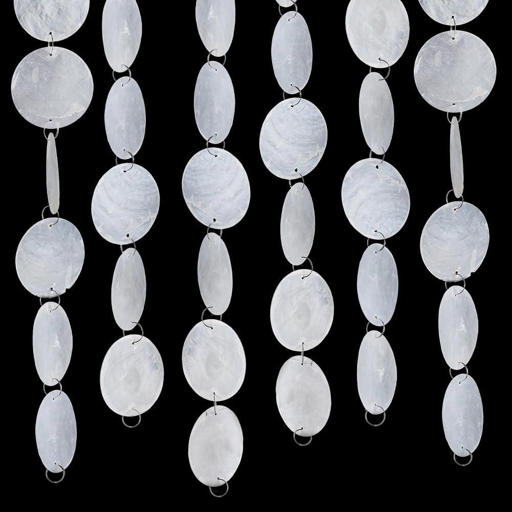 PH PandaHall 9.7 Feet Round Natural Shell Chains, 2 inch White Capiz Shells Capiz Shells Pieces Sea Shell Garland Strands with Metal Loops for Wind Chimes Door Curtain Handcrafts Jewelry Making