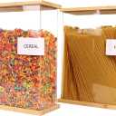 Airtight Bamboo Food Dispenser | Pantry Organizers and Storage Container | Cereal, Rice, Beans, Snack Storage (2 Pack)