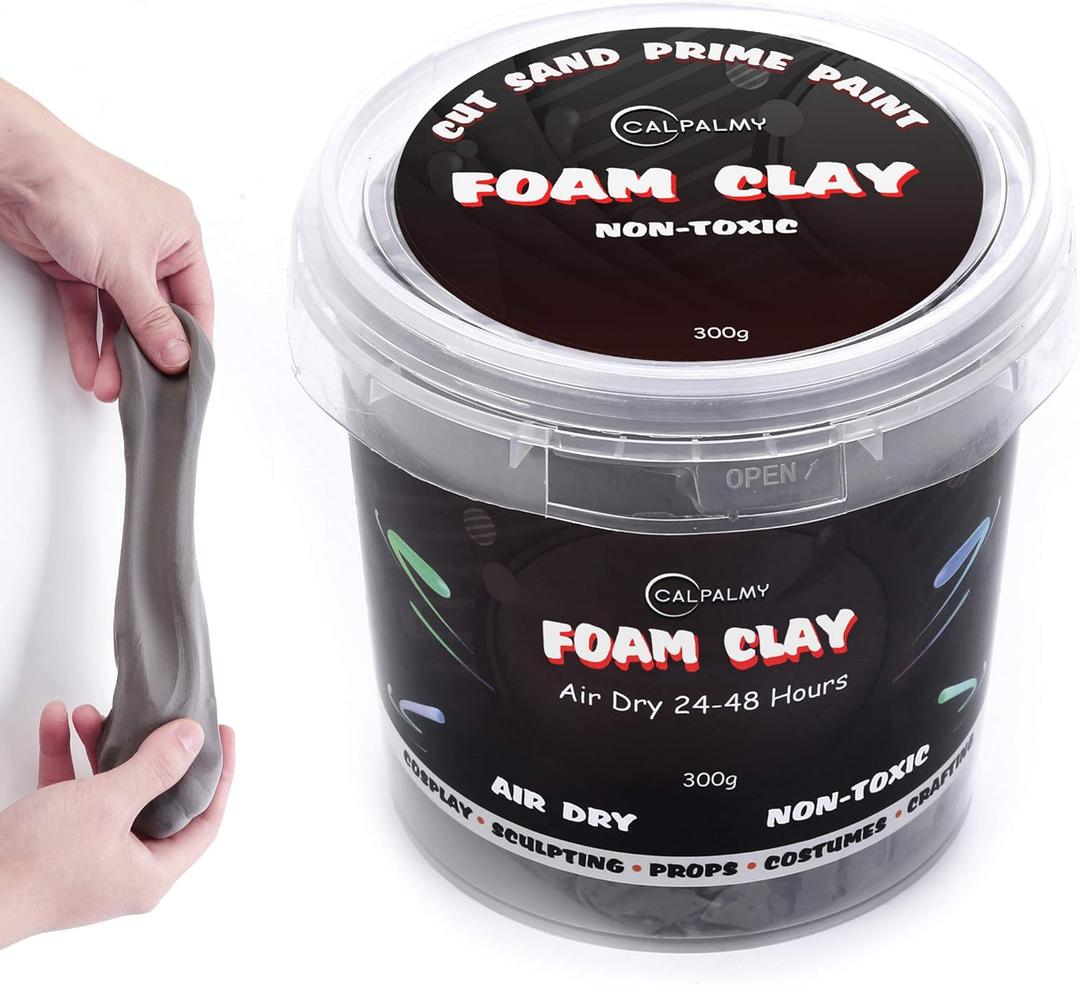 CALPALMY Moldable Foam Clay (Gray) - 300g High Density Air Dry Clay Perfect for Intricate Designs, Sculpting, Cosplay, Crafting, Prop Making - Cutting with Knife or Rotary Tool, Sanding or Shaping CALPALMY Moldable Foam Clay (Gray) - 300g High Density Air Dry Clay Perfect for Intricate Designs, Sculpting, Cosplay, Crafting, Prop Making - Cutting with Knife or Rotary Tool, Sanding or Shaping