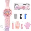 Fog Bubble Machine, Rechargeable Automatic Electric Smoke Bubble Machine, Magic Smoke Bubble Maker, Colorful Lights & Music, Bubble Fog Game for Parties, Beaches, Summer (Pink)