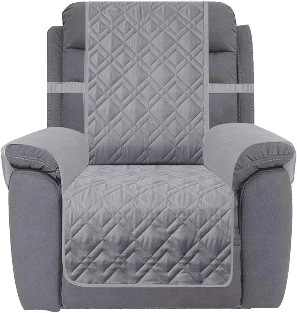 Ameritex Waterproof Nonslip Recliner Cover Stay in Place, Dog Chair Cover Furniture Protector, Ideal Recliner Slipcovers for Pets and Kids (23", Light Grey)