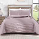 Exclusivo Mezcla Reversible King Size Quilt Bedding Set with Pillow Shams, Lightweight Quilts King Size, Soft Bedspreads Bed Coverlets for All Seasons - (Lilac Ash, 104"x96")