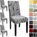 Dining Room Chair Covers Set of 4, Stretch Printed Parsons Chair Slipcovers Spandex Removable Washable Kitchen Chair Protector Cover for Dining Room, Hotel, Ceremony