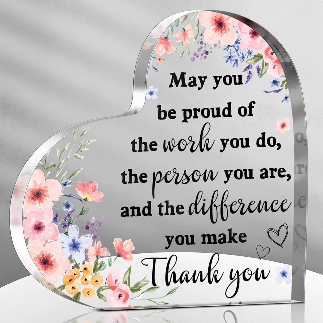 3 x Yinder Thank You Gifts for Women Appreciation Gifts for Coworker Employee Nurse Teacher Leader Boss Inspirational Quotes Acrylic Desk Decor for Home Office Farewell Retirement