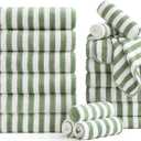 Smuge 18 Pcs Bath Towel Set, Include 6 Bath Towel Sheets, 6 Hand Towels and 6 Washcloths - Highly Absorbent Quick Dry Microfiber,Ultra Soft Bathroom Towel Set with Hanging Loop - Light Green