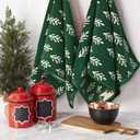 Jacquotha Green Cotton Hand Towels for Kitchen 4 Pack, Christmas Towels Bathroom Holiday Decorations Gifts with Funny Trees, Absorbent Quick Drying Towel for Hand Face Dishes 13” x 29”, 2Pcs