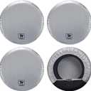 SYERAL RV Tire Covers Set of 4, Waterproof Anti-UV Snow Sun Rain Wheel Tire Protectors Covers for Trailer,Camper,RV,Truck,SUV (S(25''-27''), Silver