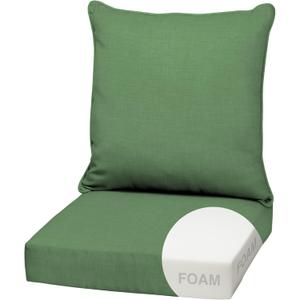 Arden Outdoor Foam Deep Seat Cushion Set, 22 in x 24 in, Weather-Proof, Rain-Proof, Fade Resistant Patio Cushion, Bottom and Back Cushion for Chair, Sofa, and Couch Bright Moss Green Leala, 1 Pack