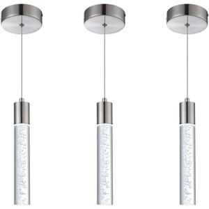 3 Pack Mini Pendant Light,Satin Nickel Kitchen Lighting with Led Bulb, Updated 3D Generation Preminum Bubble Chandelier Light Fixture for Kitchen,Dining Room,Living Room,Corridor……