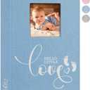Lanpn Baby Photo Album 4x6 300 Pockets, Linen Hardcover Newborn Memory Book with Memo Writing Area, Bebe Photobook, Slip-in Picture Book, Ultrasound Album Keepsake Gifts for Boy Baby Shower Blue