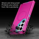 I-HONVA for Samsung Galaxy S24 Ultra Case [Compatible with MagSafe] Shockproof 3-Layer Full Body Protection [Without Screen Protector] Rugged Heavy Duty Cover Case for Galaxy S24 Ultra,Rose Red/Green