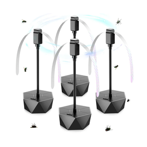 Fly Fans for Tables, Fly Repellent Fan Outdoor Indoor Keep Flies Away, Fly Repellent Fans for Tables with Holographic Blades for Picnic, Party, Restaurant, Kitchen, and BBQ, 4 Pack Black