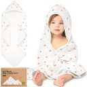 KeaBabies Muslin Baby Bath Towels with Hood for Girls, Boys, Large Organic Cotton Hooded Baby Towels for Newborns, Toddlers, Infant, Kids, Soft Absorbent Newborn Bath Essentials Gift Set (Monarch) (Regular 35x35)
