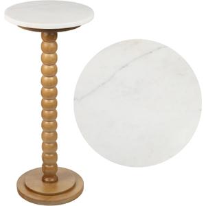 JONATHAN Y Monroe 24.25" Round Spindle Pedestal Drink Table, Natural
