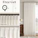 Pinch Pleat 84x96 Inch Linen Curtains for Living Room Divider Custom Pleated Drapes Hooks Rings Light Filtering Cream Ivory Curtain 96 Inch Length for Patio Sliding Door Ceiling Window 84 Inch Width