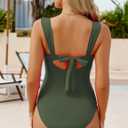 VIMPUNEC Women One Piece Tummy Control Swimsuit High Waisted Bathing Suit Cut Out Swimwear (Green, M)