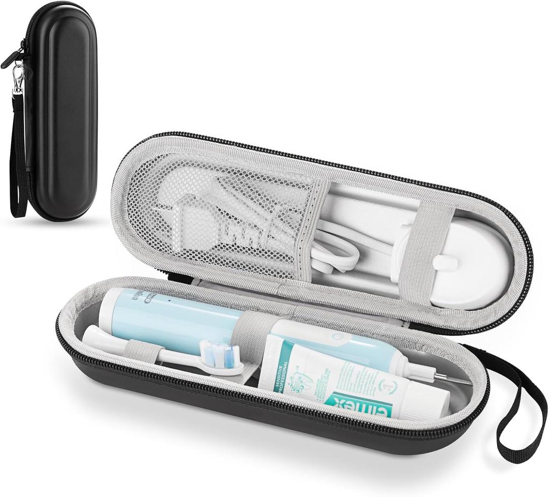 Toothbrush Travel Case for Oral B/Oral-B Pro 1000 1500 5000 7000 & Philips Sonicare 4100 1100 5300 5100 6100/iO Electric Toothbrush, Hard Protective Storage Bag (Black)