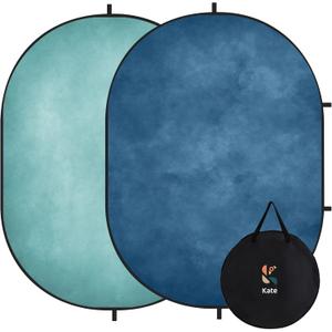 Kate Collapsible Backdrop Pop Up Photo Backdrops Blue Folded Background for Headshot, for Portrait Photography, for Video, 5x6.5ft